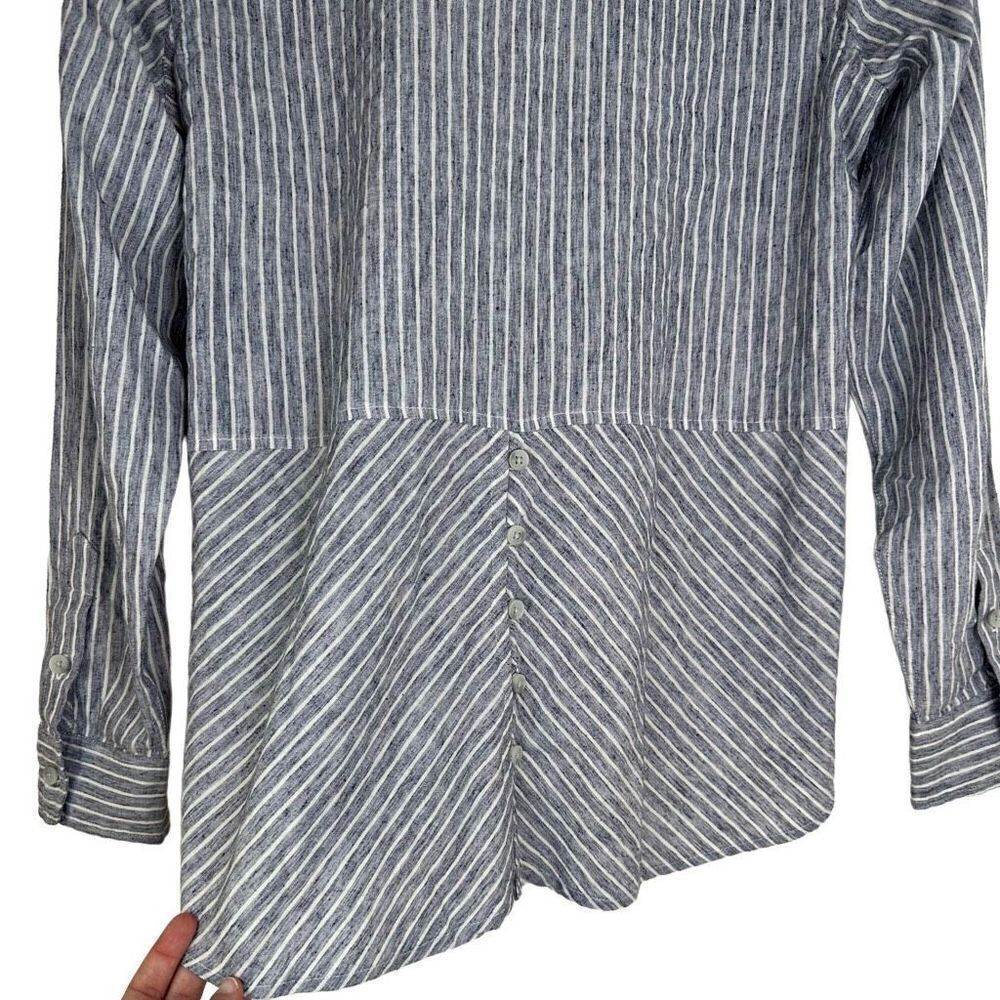 Lucky Brand Womens Striped Chambray Top Large Modern Casual Minimalist NWT - Picture 5 of 13